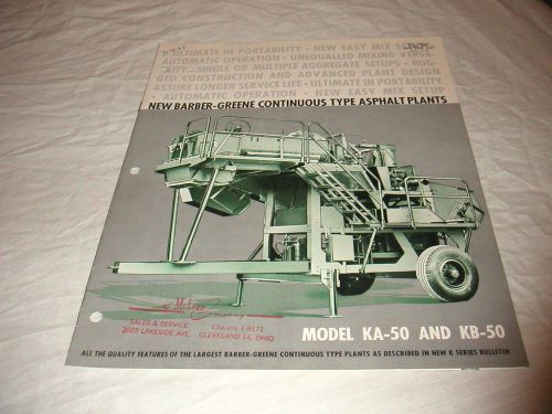 1964 barber-greene continuous type asphalt plants sales brochure for sale
