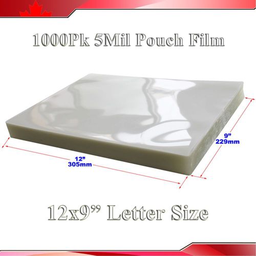 1,000Pk 5Mil 9x12&#034; Letter Size Clear Laminating Pouch Film Thermal Hot Lamintor