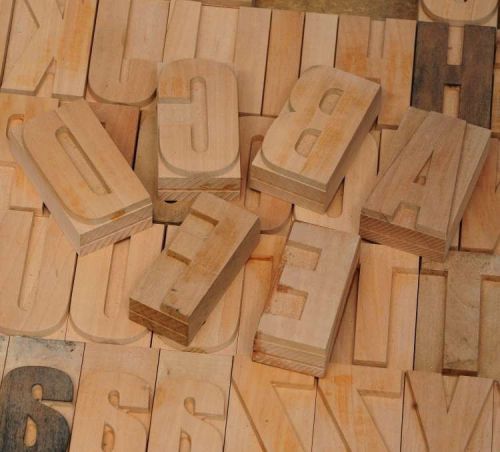 202pcs - 2.83&#034; letterpress wood printing blocks wooden alphabet type printer for sale