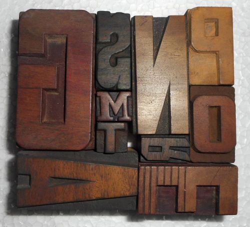 Vintage letterpress letter wood type printers block lot of 10 collection.b769 for sale