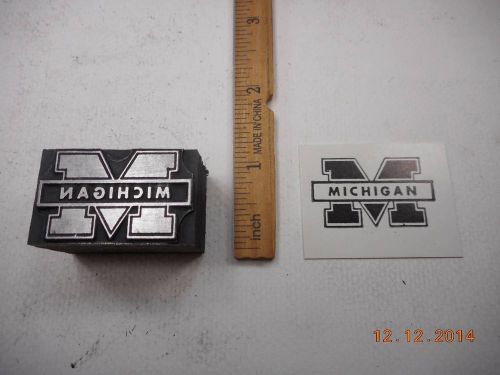 Letterpress Printing Printers Block, University of Michigan M Emblem