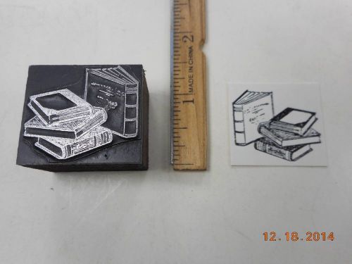 Printing Letterpress Printers Block, 3 Books in Stack w Another one Standing