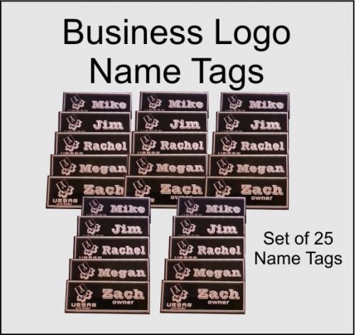 25 Acrylic Business Name Tags with Company Logo, set25 Engraved Name Tags Custom