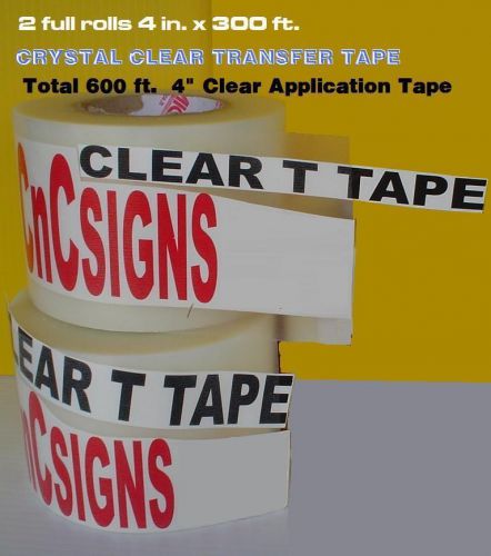 2 rolls 4&#034; clear application transfer poli tape for vinyl plotter 300 ft. ea new for sale