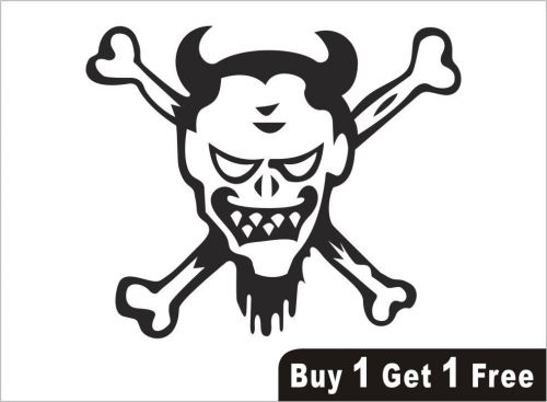 2X &#034;Skull with Bone&#034; Car Vinyl Decal Art Sticker Graphics Fine Art Cafe- 468 B