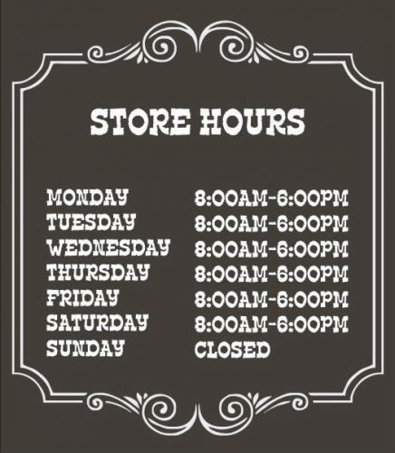 Custom Business Store Hours Vinyl Decal Sticker Sign 11 x 13  Window Door Glass