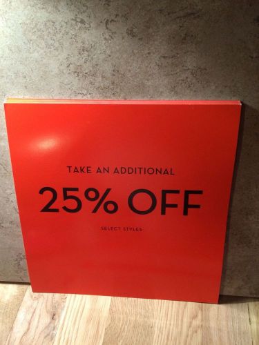 25% OFF Sale Sign Bundle - 12 Signs 9.5&#034;x9.5&#034; - Bright Orange Gloss Card Stock