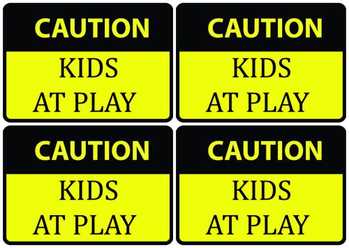 Caution Kids At Play Yellow Sign USA Daycare Practice Safety Four Pack Warning
