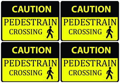 Set of 4 qty caution pedestrian crossing yellow warning signs cross walk careful for sale
