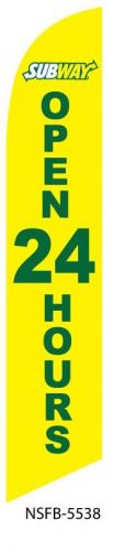 Subway Open 24 hours Windless Full Sleeve SWOOPER FLAG SIGN BANNER /pole/spike