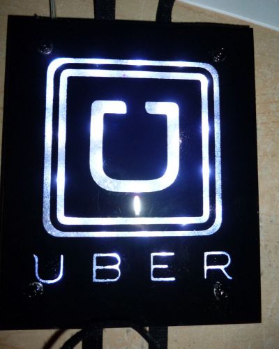Uber ride share led black/white sign. car visor mount, battery operated  emblem for sale