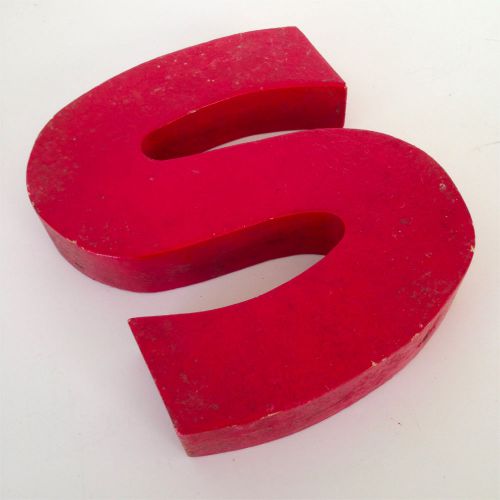 Letter S Chunky Red 8&#034; Sign Letter Vintage Wood Industrial Salvage Initial