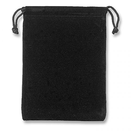 5 Pack Large Velvet Pouch Bag with Drawstring Black 4&#034; x 5&#034;