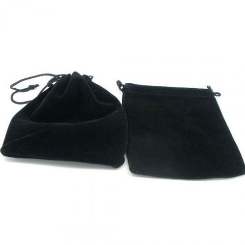 Free Shipping 10 Pcs Black Velveteen Pouch Jewelry Bags With Drawstring 12x10cm