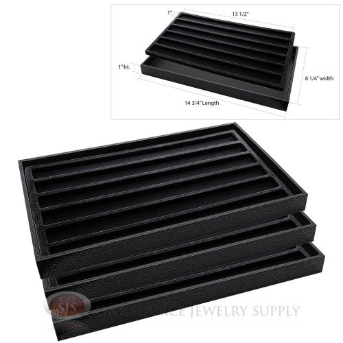 3 Wooden Sample Display Trays With 3 Divided 6 Slot Black Tray Liner Inserts