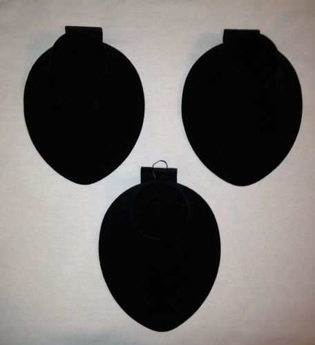 Lot of 3 slatwall jewelry necklace black velvet bust hanging display fixture euc for sale