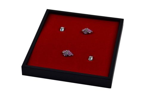 NEW Plastic 36 Slot Red Velvet Ring Insert Jewelry Display Tray Holder Case