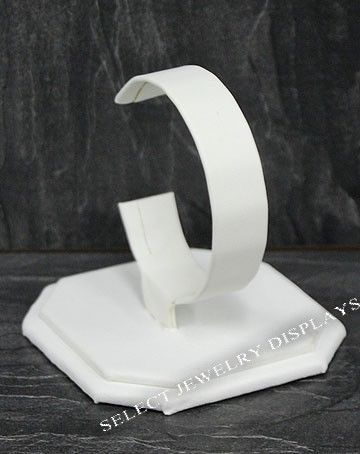 White Faux Leather Watch Bracelet Jewelry Display Stand