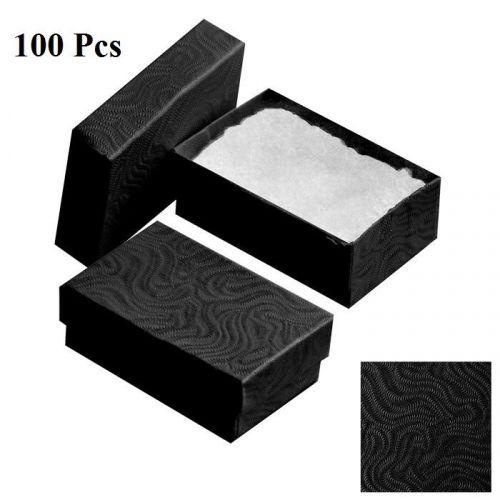 Lot of 100 cotton filled black gift boxes jewelry boxes cuff links box 3&#039;x2&#034;&#039;t for sale