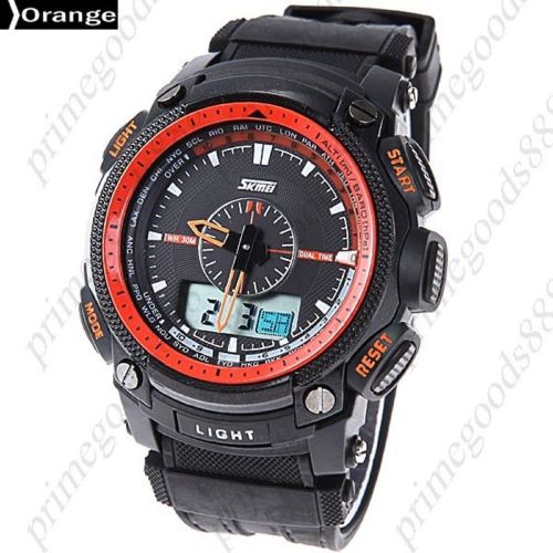 Waterproof LED Alarm Stopwatch Date Analog Digital Wrist Men&#039;s Wristwatch Orange