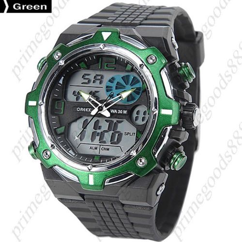 3ATM Digital Wrist Quartz Analog Date Alarm Men&#039;s Wristwatch Free Shipping Green