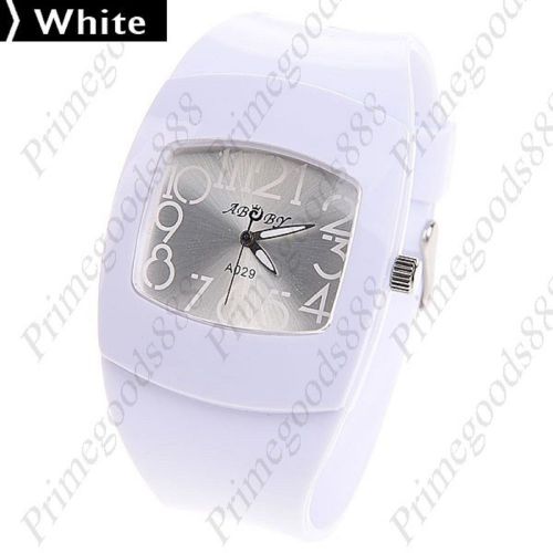 Rubber Band Quartz Analog Wrist Lady Ladies Wristwatch Women&#039;s in White