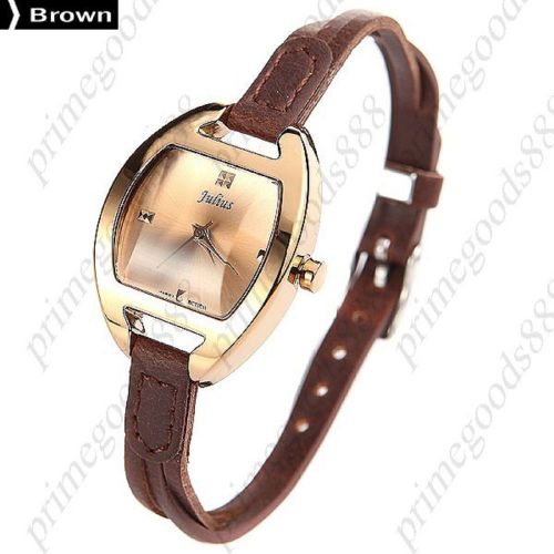 Leather Bracelet Quartz Wrist Wristwatch Women&#039;s Free Shipping Brown