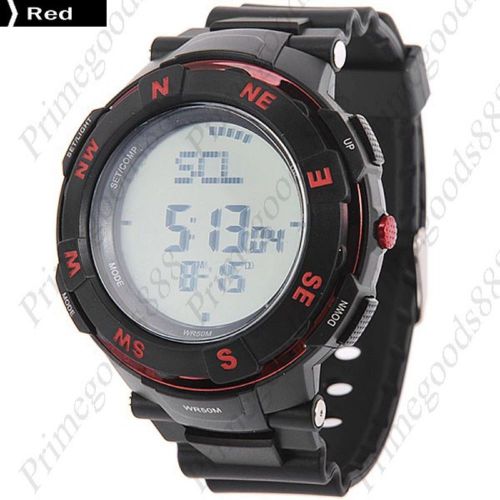 LED Light Digital Sports High Quality Silica Gel Men&#039;s Wrist Wristwatch Red