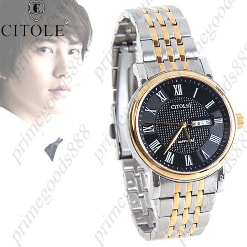 Round Stainless Steel Date Indicator Quartz Wrist High Quality Silver Black Gold