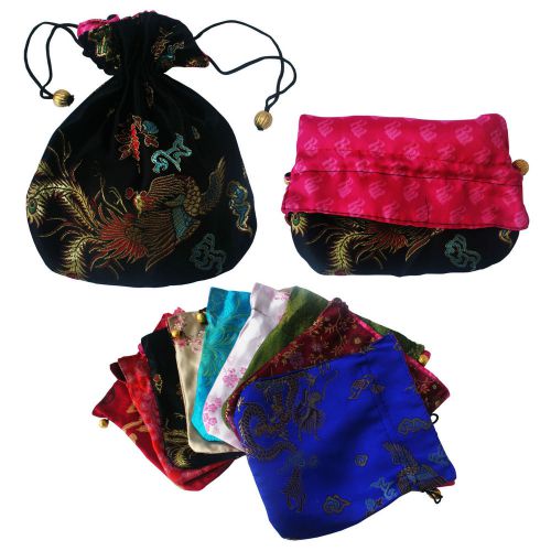 10Chinese Brocade Pouch Purses Jewelry Coins Gift Bag(L)