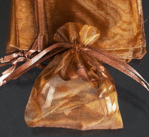 300x Solid Brown Organza Bag Pouch for Xmas New Year Gift 12x9cm(4.5x3.5inch)