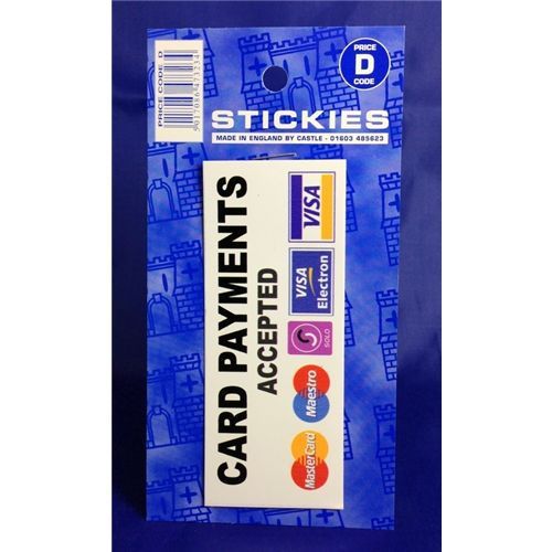 Card Payments Accepted Self Adhesive Sticker Shop Retail Supplies Stationary
