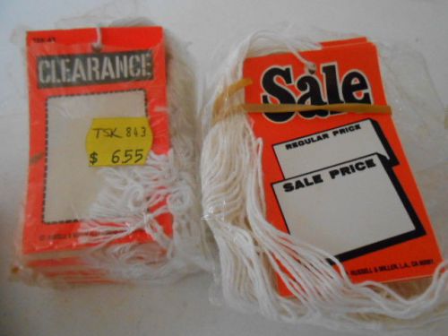 2 PKGS  STORE SIGNS STRINGED SALE CLEARANCE ORANGE 1-3/4&#034; X 2-3/4&#034; NEW 200