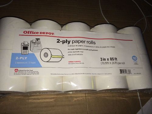 2-Ply 3&#034; X 85&#039; Paper Rolls Receipt Printer (10 Rolls) Office Depot Brand New