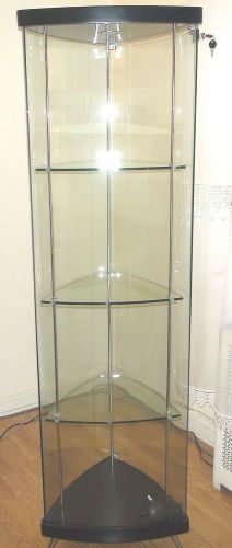 71&#034; Display Case w/ Curved Front, Locking Hinged Door, Track Lights !!!!!!!!!!!!