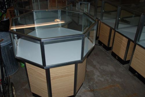 36 inch hexogon glass showcase with locking doors and dual access