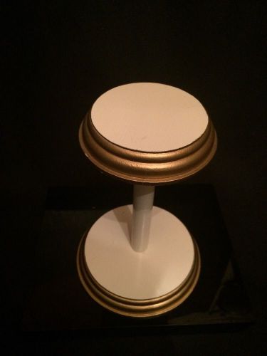 Vintage White with Gold Trim Wooden Hat Store Display Stand # 2
