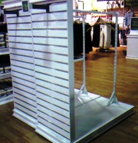 Slatwall &amp; hanging clothing display store fixtures lot 10 white clothing racks for sale