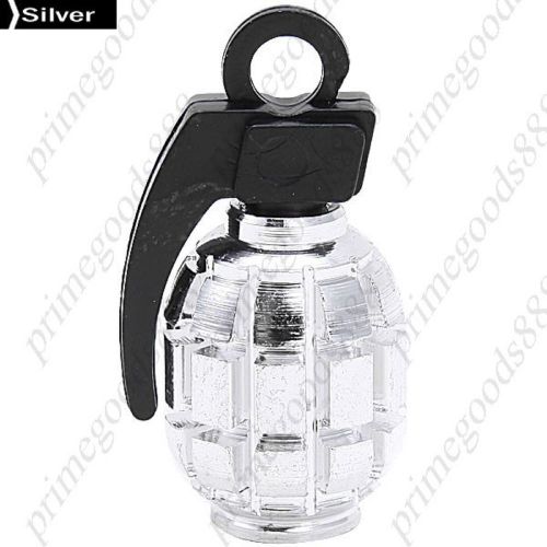 4 Universal Cool Cap  Grenade Shaped Motorcycle Tire Valve Cover Caps Silver