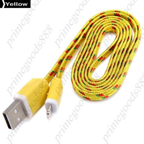 1m Braided Noodle Cord Lightning Charge Data Sync Cable Charger Chargers Yellow