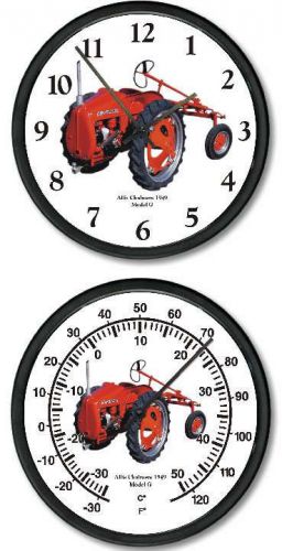 New Vintage 1949  ALLIS CHALMERS Model G Tractor Clock and Thermometer Set 10&#034;