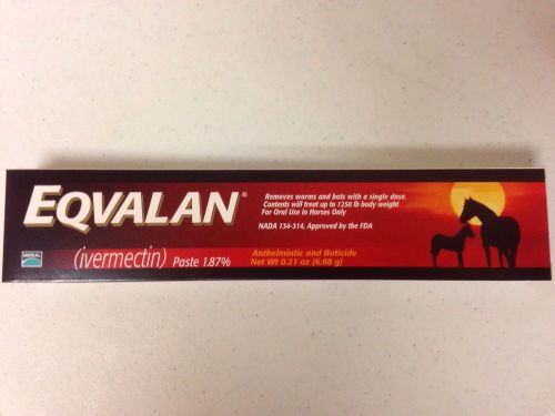 Eqvalan paste, 1.87%, horse wormer, factory sealed, free usps shipping for sale