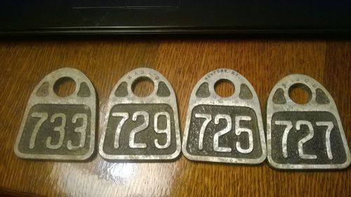 4 VINTAGE METAL COW EAR TAGS MARKED HASCO, NEWPORT. KY.