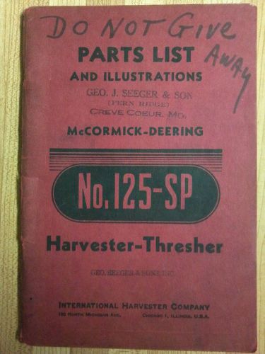 Partsbook forIH McCormick-Deering No.125SP Harvester-Thresher, dated 1948