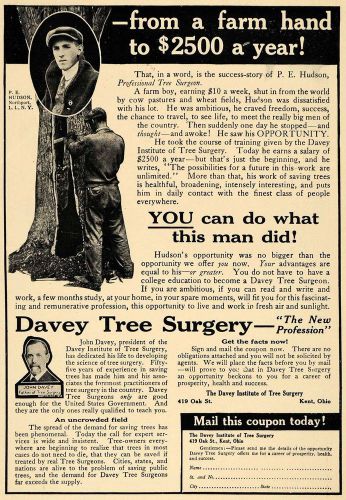 1914 Ad Davey Tree Surgery Training Home Courses Study - ORIGINAL TW1