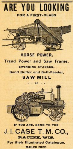 1893 ad j. i. case t. m. farm saw mills stackers feeder agricultural aag1 for sale