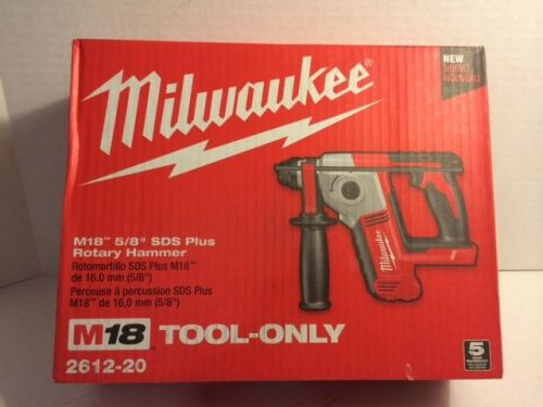 Milwaukee m18 18 volt lithium ion 5/8&#034; cordless sds plus rotary hammer 2612-20 for sale