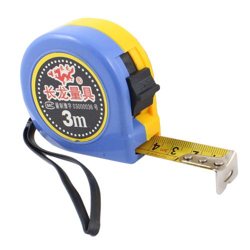 Yellow blue plastic casing 3 metric ruler steel tape measure w black hand strip for sale