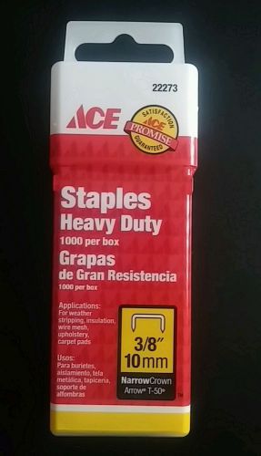 Ace Heavy Duty Staples 3/8&#034; Narrow Crown, 1000 per box