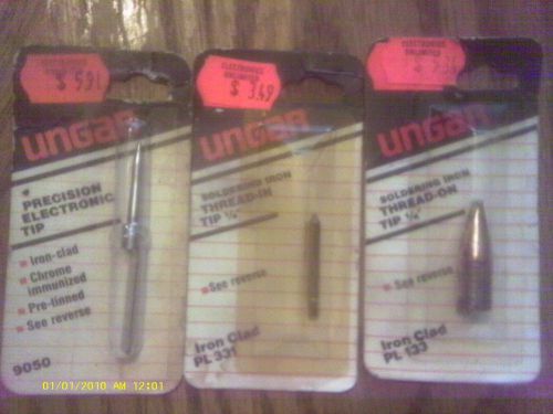 LOT OF 3 NEW UNGAR PL331 PL133 9050 IRON CLAD 1/8IN 1/4IN SOLDERING TIPS &#034;NOS&#034;